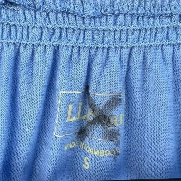 LL Bean Women's Size Small Tee Short Sleeves Split Neck with Drawstring Blue - Picture 2 of 6